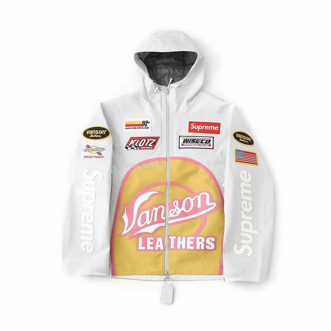 Supreme Vanson Leathers Gore Tex Shell Jacket Black Blue White Fw25 (10) - www.newkick.org